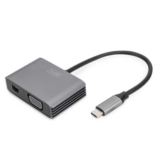 Digitus USB Type-C™ 4 K 2-in-1 Mini DisplayPort + VGA Graphics Adapter Image