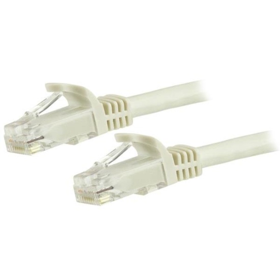 StarTech.com 15m CAT6 Ethernet Cable - White CAT 6 Gigabit Ethernet Wire -650MHz 100W PoE RJ45 UTP Network/Patch Cord Snagless w/Strain Relief Fluke Tested/Wiring is UL Certified/TIA Image