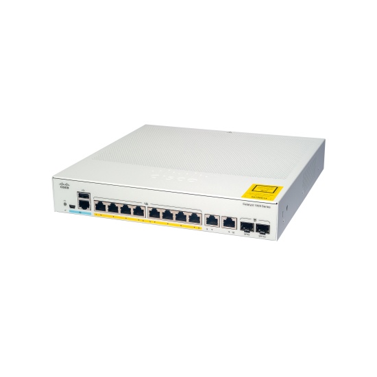 Cisco Catalyst 1000-8FP-E-2G-L Network Switch, 8 Gigabit Ethernet PoE+ Ports, 120W PoE Budget, two 1 G SFP/RJ-45 Combo Ports, Fanless Operation, Enhanced Limited Lifetime Warranty (C1000-8FP-E-2G-L) Image