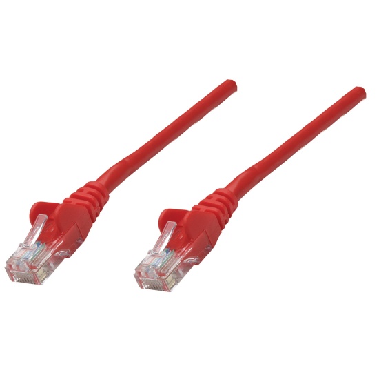 Intellinet Network Patch Cable, Cat6, 0.25m, Red, CCA, U/UTP, PVC, RJ45, Gold Plated Contacts, Snagless, Booted, Lifetime Warranty, Polybag Image