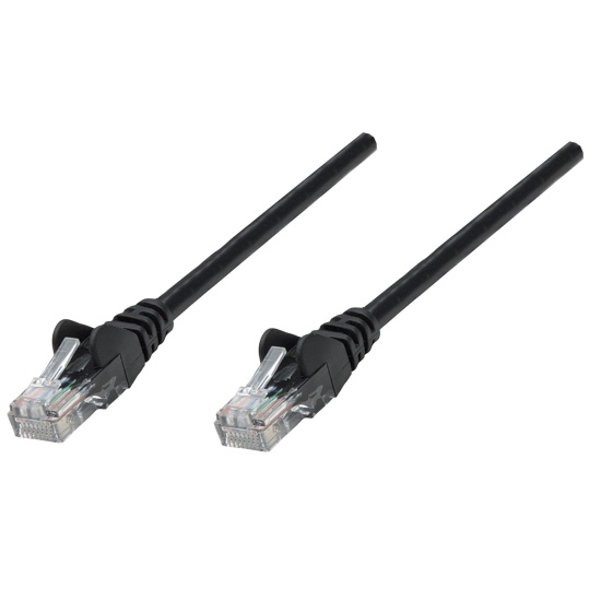 Intellinet Network Patch Cable, Cat6, 0.25m, Black, CCA, U/UTP, PVC, RJ45, Gold Plated Contacts, Snagless, Booted, Lifetime Warranty, Polybag Image