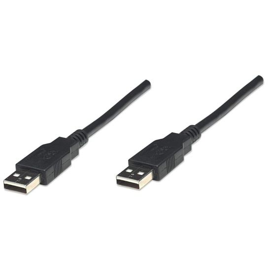 Manhattan USB-A to USB-A Cable, 1.8m, Male to Male, Black, 480 Mbps (USB 2.0), Equivalent to USB2AA2M (except 20cm shorter), Hi-Speed USB, Lifetime Warranty, Polybag Image