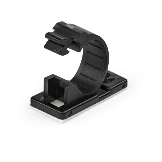 StarTech.com 100 Adhesive Cable Management Clips Black - Network/Ethernet/Office Desk/Computer Cord Organizer - Sticky Cable/Wire Holders - Nylon Self Adhesive Clamp UL/94V-2 Fire Rated Image