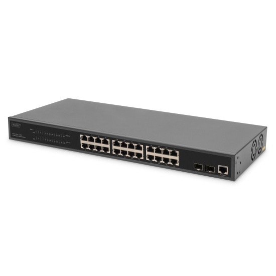 Digitus 24-Port Gigabit PoE Networkswitch,19 Zoll, L2 managed,2 Uplink Ports, SFP, 430 W, af/at Image