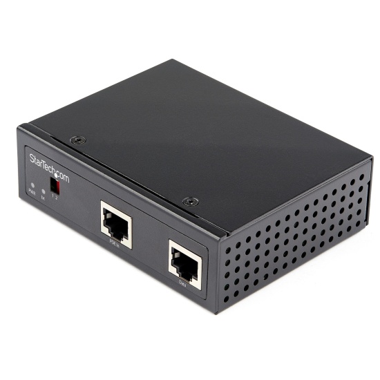 StarTech.com Industrial Gigabit PoE Splitter - 90W High Speed Power over Ethernet PoE+++ Splitter - 12-48V DC Splitter 802.3bt - LAN/RJ45 Ultra PoE to DC Adapter - -40C to +75C Image