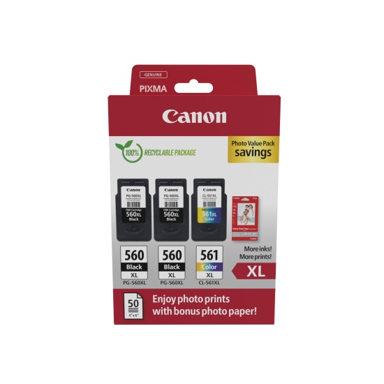 Canon 3712C012 ink cartridge 3 pc(s) Original High (XL) Yield Black, Cyan, Magenta, Yellow Image