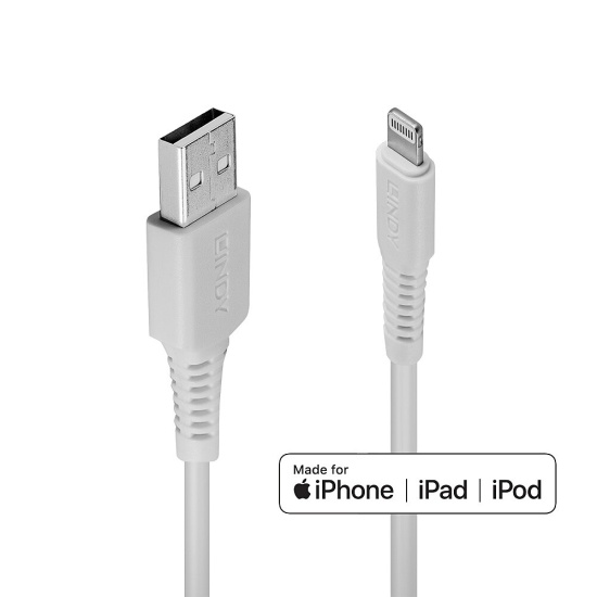 Lindy 1m USB to Lightning Cable, White Image