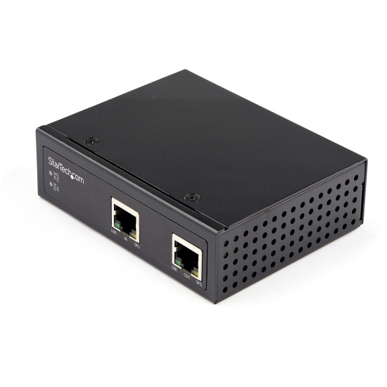 StarTech.com Industrial Single Port Gigabit PoE Extender - 60W 802.3bt PoE /PoE+/ PoE++ - 100m/ 330ft - Power Over Ethernet Network Range Extender - IP-30 - -40C to +75C Image