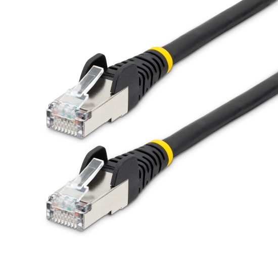 StarTech.com 50cm CAT6a Ethernet Cable - Black - Low Smoke Zero Halogen (LSZH) - 10GbE 500MHz 100W PoE++ Snagless RJ-45 w/Strain Reliefs S/FTP Network Patch Cord Image