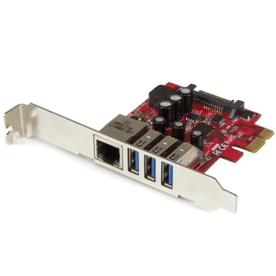 StarTech.com 3-Port PCI Express USB 3.0 Card + Gigabit Ethernet Image