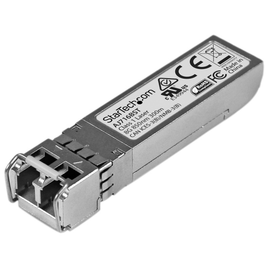 StarTech.com HP AJ716B Compatible SFP+ Transceiver Module - 8GFC~HPE AJ716B Compatible SFP+ Module - 8G Fiber Channel SW - 8GbE Multi Mode Fiber Optic Transceiver - 8GE Gigiabit Ethernet SFP+ - LC 300m - 850nm - DDM HPE SN4000, SN6500, SN8600B Image