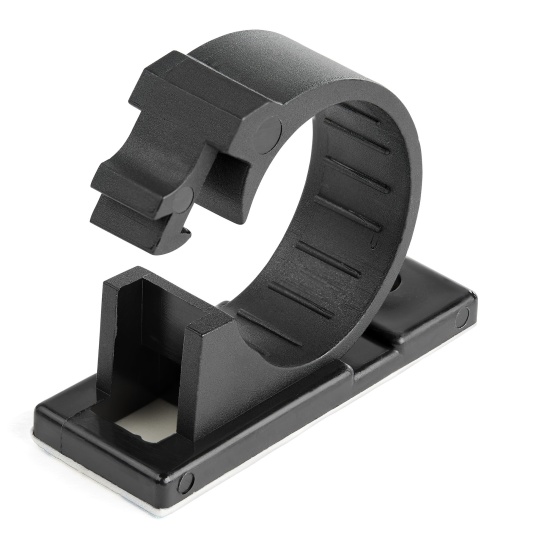 StarTech.com 100 Adhesive Cable Management Clips Black - Network/Ethernet/Office Desk/Computer Cord Organizer - Sticky Cable/Wire Holders - Nylon Self Adhesive Clamp UL/94V-2 Fire Rated Image