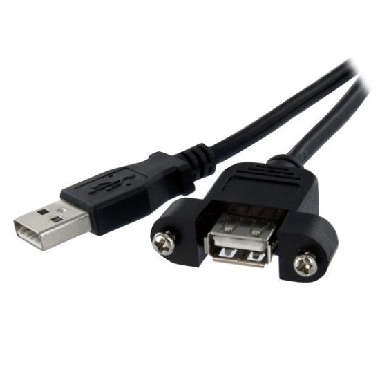 StarTech.com 1 ft Panel Mount USB Cable A to A - F/M Image