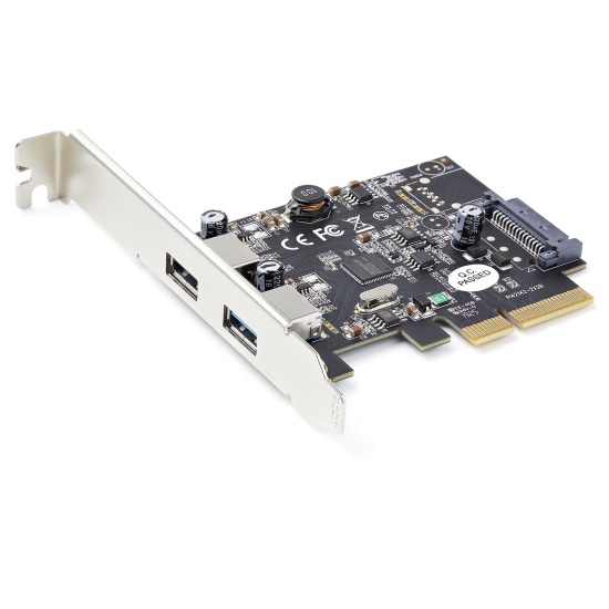 StarTech.com 2-Port USB PCIe Card with 10Gbps/port - USB 3.1/3.2 Gen 2 Type-A PCI Express 3.0 x2 Host Controller Expansion Card - Add-On Adapter Card - Full/Low Profile - Windows & Linux Image