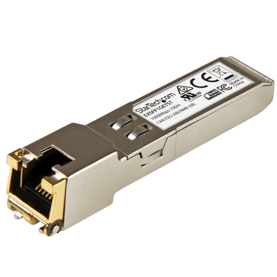 StarTech.com Juniper EX-SFP-1GE-T Compatible SFP Transceiver Module - 10/100/1000BASE-T~Juniper EX-SFP-1GE-T Compatible SFP Module - 1000BASE-T - SFP to RJ45 Cat6/Cat5e - 1GE Gigabit Ethernet SFP - RJ-45 100m Image