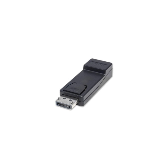 Manhattan DisplayPort 1.1 to HDMI Adapter, 1080p@60Hz, Male to Female, Black, DP With Latch, Not Bi-Directional, Three Year Warranty, Polybag Image