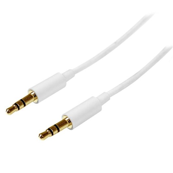 StarTech.com 2m White Slim 3.5mm Stereo Audio Cable - Male to Male Image