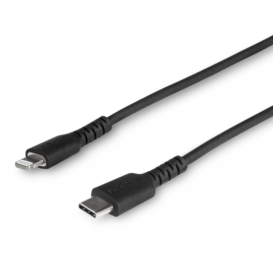 StarTech.com 3 foot (1m) Durable Black USB-C to Lightning Cable - Heavy Duty Rugged Aramid Fiber USB Type C to Lightning Charger/Sync Power Cord - Apple MFi Certified iPad/iPhone 12 Image