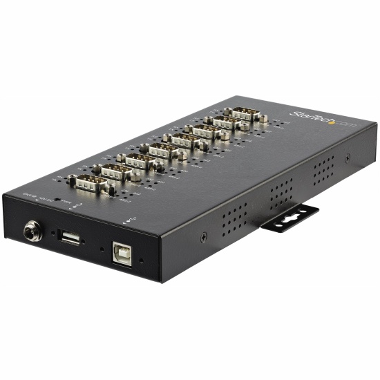 StarTech.com 8 Port Serial Hub USB to RS232/RS485/RS422 Adapter - Industrial USB 2.0 to DB9 Serial Converter Hub - IP30 Rated - Din Rail Mountable Metal Serial Hub - 15kV ESD Protection Image