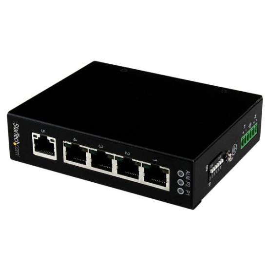 StarTech.com 5 Port Unmanaged Industrial Gigabit Ethernet Switch - DIN Rail / Wall-Mountable Image