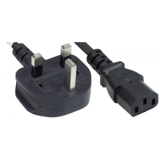 Manhattan Power Cord/Cable, UK 3-pin plug to C13 Female (kettle lead), 1.8m, 10A, Black, Lifetime Warranty, Polybag Image