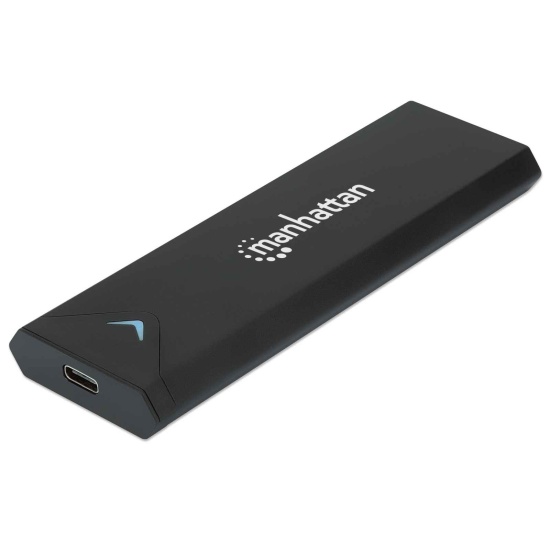 Manhattan M.2 NVMe SSD Enclosure, USB-C Female Connection, 10 Gbps (USB 3.2 Gen2 aka USB 3.1), UASP-compliant, SuperSpeed+ USB, Aluminum, Black, Three Year Warranty, Box Image