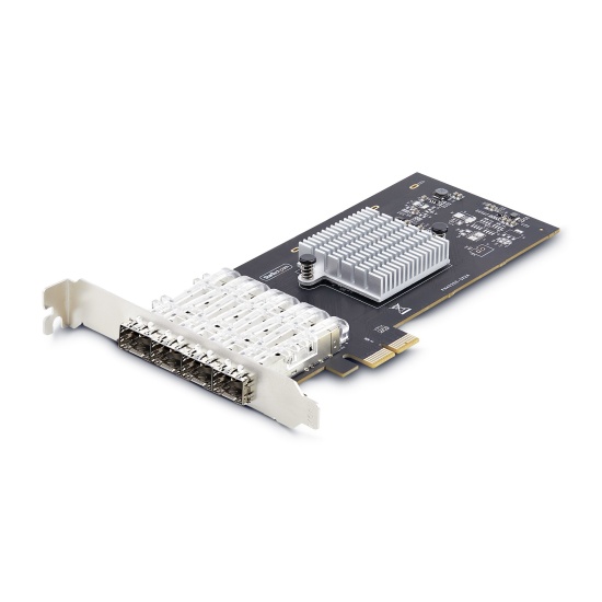 StarTech.com 4-Port GbE SFP Network Card, PCIe 2.0 x2 (x4, x8, x16 Compatible), Intel I350-AM4 4x 1GbE Controller, 1000BASE Copper/Fiber Optic, Desktop/Server Quad-Port Gigabit Ethernet NIC - Windows & Linux Image