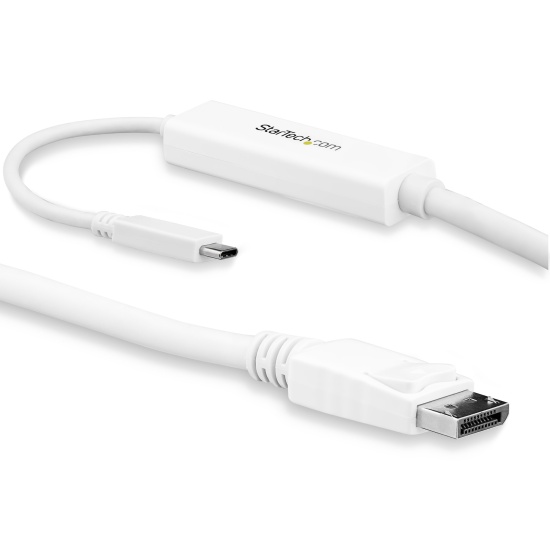 StarTech.com 9.8ft/3m USB C to DisplayPort 1.2 Cable 4K 60Hz - USB-C to DisplayPort Adapter Cable HBR2 - USB Type-C DP Alt Mode to DP Monitor Video Cable - Works w/ Thunderbolt 3 - White Image