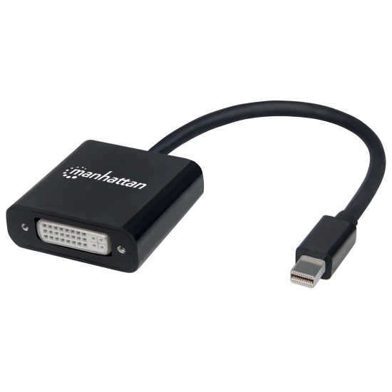 Manhattan Mini DisplayPort 1.2a to DVI-I Dual-Link Adapter Cable (Clearance Pricing), 4K@30Hz, Active, 19.5cm, Male to Female, Compatible with DVD-D, Black, Three Year Warranty, Polybag Image