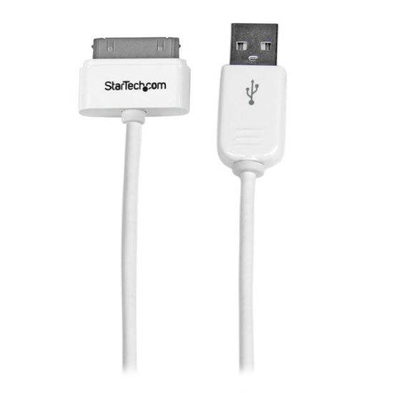 StarTech.com 1m (3 ft) Apple 30-pin Dock Connector to USB Cable for iPhone / iPod / iPad with Stepped Connector Image