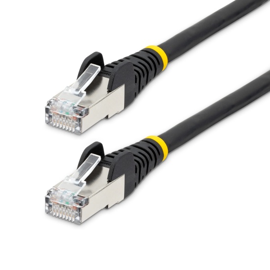 StarTech.com 1m CAT6a Ethernet Cable - Black - Low Smoke Zero Halogen (LSZH) - 10GbE 500MHz 100W PoE++ Snagless RJ-45 w/Strain Reliefs S/FTP Network Patch Cord Image