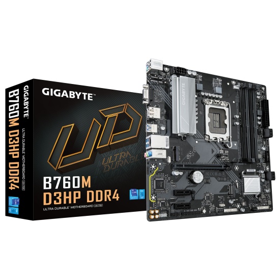 GIGABYTE B760M D3HP DDR4 Motherboard - Supports Intel Core 14th Gen CPUs, 4+1+1 Phases Digital VRM, up to 5333MHz DDR4 (OC), 2xPCIe 4.0 M.2, GbE LAN, USB 3.2 Gen1 Image