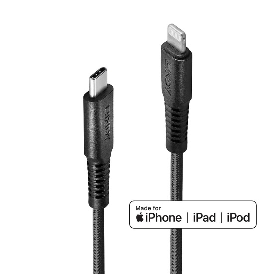 Lindy 3m Reinforced USB Type C to Lightning Cable Image