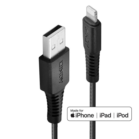 Lindy 3m Reinforced USB Type A to Lightning Charge and Sync Cable Image