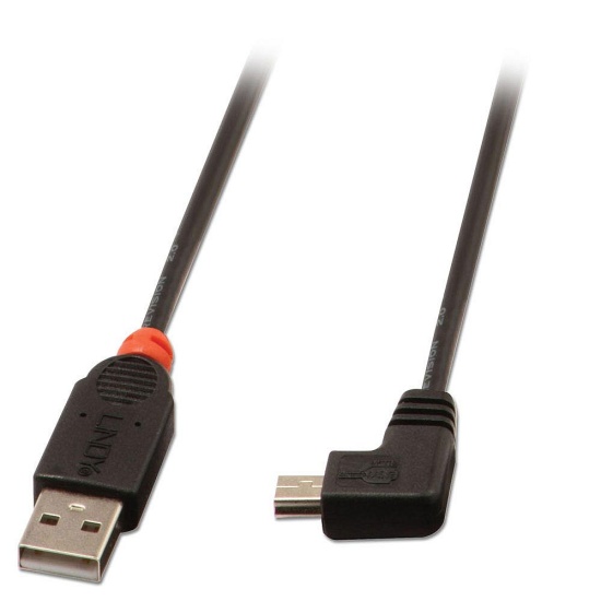 Lindy 2m USB 2.0 Cable - Type A to Mini-B, 90 Degree Right Angle Image