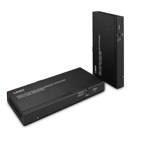 Lindy 70m Cat.6 HDMI 4K60, Audio, IR and RS-232 HDBaseT Extender with ARC Image