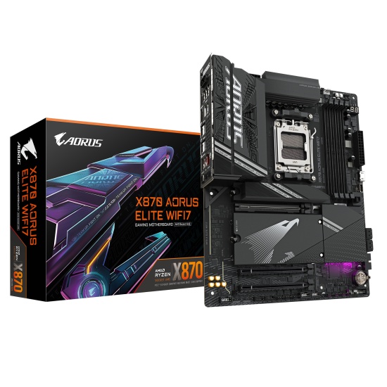 GIGABYTE X870 AORUS ELITE WIFI7 Motherboard - Supports AMD Ryzen 9000 CPUs, 16+2+2 phases VRM, up to 8000MHz DDR5 (OC), 3xPCIe 5.0 + 1xPCIe 4.0, Wi-Fi 7, 2.5GbE LAN, USB 4 Image