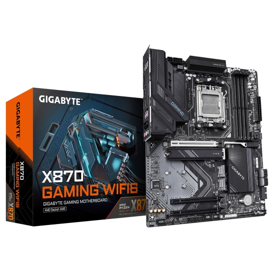 GIGABYTE X870 GAMING WIFI6 Motherboard - Supports AMD Ryzen 9000 CPUs, 8+2+2 phases VRM, up to 8000MHz DDR5 (OC), 1xPCIe 5.0 + 2xPCIe 4.0, Wi-Fi 6, 2.5GbE LAN, USB 4 Image