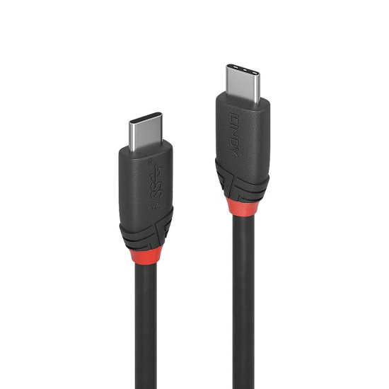 Lindy 0.5m USB 3.2 Type C to C Cable, 20Gbps, Black Line Image