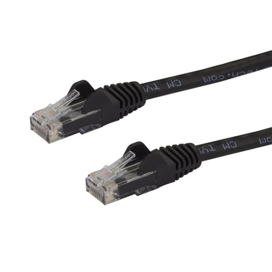 StarTech.com 100ft CAT6 Ethernet Cable - Black CAT 6 Gigabit Ethernet Wire -650MHz 100W PoE RJ45 UTP Network/Patch Cord Snagless w/Strain Relief Fluke Tested/Wiring is UL Certified/TIA Image