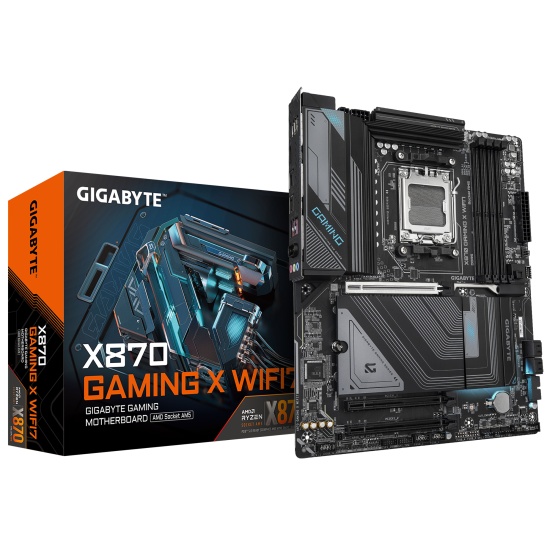 GIGABYTE X870 GAMING X WIFI7 Motherboard - Supports AMD Ryzen 9000 CPUs, 16+2+2 phases VRM, up to 8000MHz DDR5 (OC), 1xPCIe 5.0 + 2xPCIe 4.0, Wi-Fi 7, 2.5GbE LAN, USB 4 Image