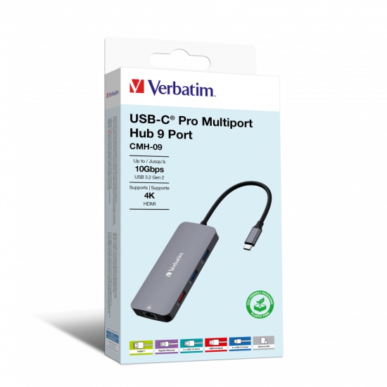 Verbatim CMH-09 USB Type-C 10000 Mbit/s Silver Image