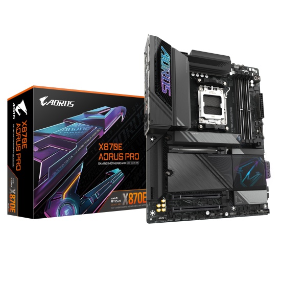 GIGABYTE X870E AORUS PRO Motherboard - Supports AMD Ryzen 9000 CPUs, 16+2+2 Phases Digital VRM, up to 8000MHz DDR5 (OC), 3xPCIe 5.0 + 1xPCIe 4.0,Wi-Fi 7, 2.5GbE LAN, USB 4 Image