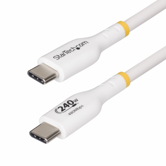 StarTech.com 3m White USB-C Charging Cable, USB-IF Certified USB C Cable, 240W PD EPR, USB 2.0 Type-C Laptop Charger Cord, USB-C Data Transfer Cable, TPE Jacket Image