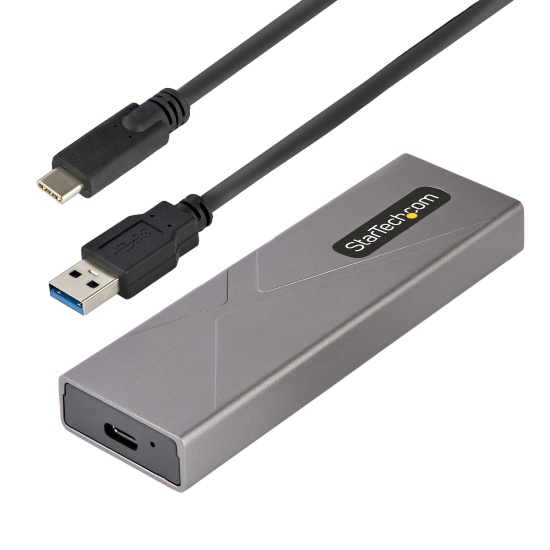 StarTech.com USB-C 10Gbps to M.2 NVMe or M.2 SATA SSD Enclosure - Tool-free External M.2 PCIe/SATA NGFF SSD Aluminum Case - USB Type-C&A Host Cables - Supports 2230/2242/2260/2280 Image