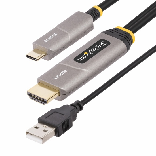 StarTech.com 50ft (15.2m) USB-C to HDMI 2.0 Active Optical Cable (AOC), 4K 60Hz, CL3 Rated, Unidirectional USB Type-C to HDMI Adapter Cable Image