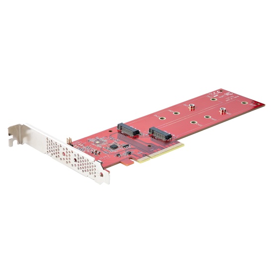 StarTech.com Dual M.2 PCIe SSD Adapter Card, PCIe x8 / x16 to Dual NVMe or AHCI M.2 SSDs, PCI Express 4.0, 7.8GBps/Drive, Bifurcation Required - Windows/Linux Compatible Image