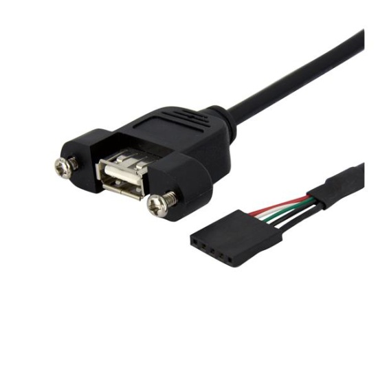 StarTech.com 1 ft Panel Mount USB Cable - USB A to Motherboard Header Cable F/F Image