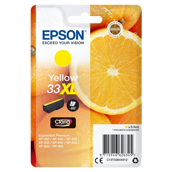 Epson Oranges Singlepack Yellow 33XL Claria Premium Ink Image