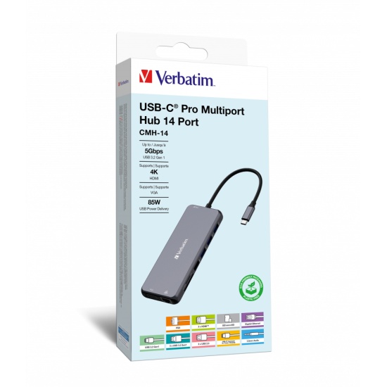 Verbatim CMH-14 USB Type-C 5000 Mbit/s Silver Image